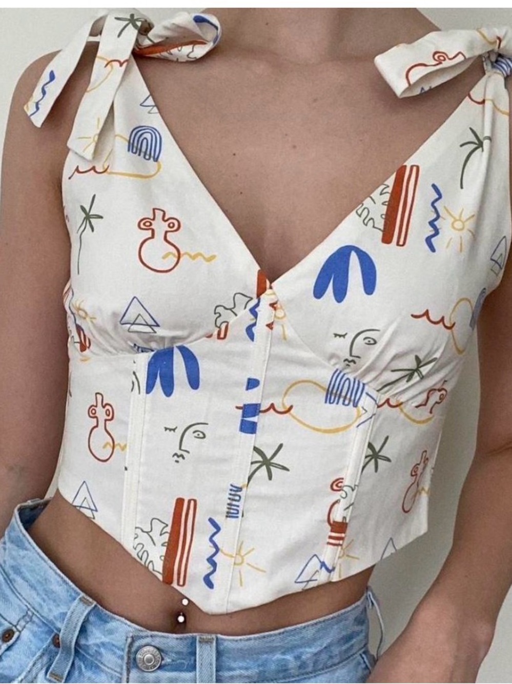 NWT Peppermayo Linen Bustier Parisian Life Santorini US8